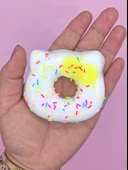 Fiyonklu Donut Taba Squishy Kedi Pati Sıkma 7 cm Pullu Pati Sukuşi - Sarı thumbnail 3