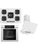 Ferre Steamart-Fryart-Sılentart Serisi Beyaz Set (SS036 + QEP64CB +D064-SA ) - Emaye Izgara - 75 cm Ocak thumbnail 1