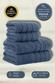 4 Lü Banyo Havlusu Seti Dora Indigo - 70X140cm x2 / 50x90cm x2 - 1