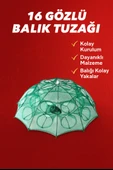 Balık Tuzağı 16 Cepli Büyük Boy Balık Yakalama Filesi thumbnail 3
