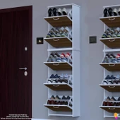Modilayn VERVE Asma Kapı Önü 52x194x 26 cm' lik 5 Düşer Kapak 10 Göz Bölmeli Ayakkabılık - 1