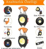 Q-Max Çok Fonksiyonlu Mini Led Lamba Anahtarlık ve Çakmak USB Şarjlı Kamp İçin Taşınabilir Tam 7 Modlu - 2