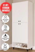 9 Raflı 4 Kapaklı Modern Ayakkabılık , Kiler Dolabı , Çok Amaçlı Dolap - 1