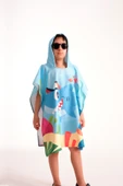 MoveBeach Unisex Çocuk Mavi Bornoz Havlu Panço - 4