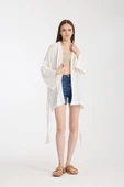 MoveBeach İki Katlı Müslin kumaş Kimono pareo kısa boy - 3