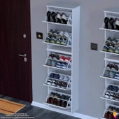 Modilayn VERVE Asma Kapı Önü 52x194x26 cm 5 Düşer Kapak 10 Göz Bölmeli Ayakkabılık - 3