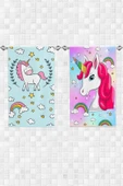 move home Çok Amaçlı Unicorn Desenli Dekoratif Havlu 30x50cm 2 Adet - 1