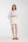 MoveBeach İki Katlı Müslin kumaş Kimono pareo kısa boy - 6