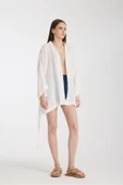 MoveBeach İki Katlı Müslin kumaş Kimono pareo kısa boy - 2