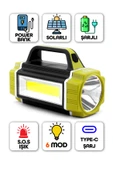 Solarlı El Feneri 6 MODLU Şarjlı Güneş Enerjili 31 COB LED Kamp Lambası Işığı Powerbank TYPE-C 8207 - 1