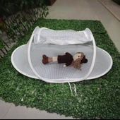 Katlanabilir Mavi Bebek Cibinlik Tül Sineklik Haşere Koruyucu Portatif Bebek Gölgelik Çadırı - 4