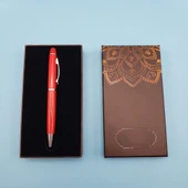 Periboia Mandala Desenli Kutulu Kırmızı Touchpen Tükenmez Kalem - 1