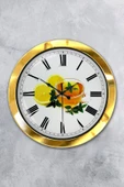 Kasva Concept Hediyelik 36 Cm Gold Metal Limonlu Çay Duvar Saati - 1
