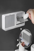 Çift Bölmeli Duvara Monte Sabunluk Organizer – Şık Güçlü Yapışkanlı 2 Bölmeli Banyo & Mutfak Beyaz - 1