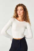Addax Bisiklet Yaka Basic Crop Bluz B2400-dk9 - 1