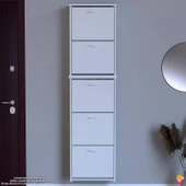 Modilayn VERVE Asma Kapı Önü 52x194x26 cm’ lik 5 Düşer Kapak 10 Göz Bölmeli Ayakkabılık thumbnail 3