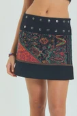 Çıtçıt Kapamalı Patchwork Anvelop Mini Etek thumbnail 1