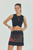 Çıtçıt Kapamalı Patchwork Anvelop Mini Etek thumbnail 3