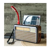 Powerdex M-521BT-S Vintage Taşınabilir Güneş Enerjili Radyo - Usb, Okuma Işığı, El Feneri, Am/fm/shortwave Çoklu Bant - 2