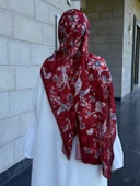 Pamuklu Mimoza Desen Şal- Bordo - 6