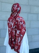 Pamuklu Mimoza Desen Şal- Bordo - 2