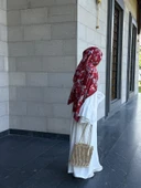 Pamuklu Mimoza Desen Şal- Bordo - 3