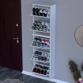 Modilayn VERVE Asma Kapı Önü 52x194x26 cm’lik 5 Düşer Kapak 10 Göz Bölmeli Ayakkabılık - 3