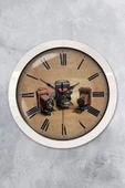 Platin Saat 36 Cm Beyaz Metal Fotoğraf Makinası Duvar Saati - 1