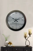 Platin Saat Hediyelik 36 Cm Siyah Metal Dekoratif Duvar Saati - 2