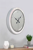 Platin Saat Hediyelik 36 Cm Beyaz Metal Modern Duvar Saati - 4