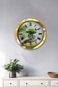 Platin Saat 36 Cm Gold Metal Iklim Temalı Duvar Saati - 2