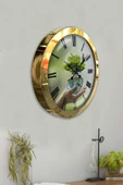 Platin Saat 36 Cm Gold Metal Iklim Temalı Duvar Saati - 4