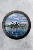 Platin Saat Hediyelik 36 Cm Siyah Metal Lefkoşa Duvar Saati - 1