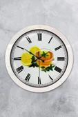 Platin Saat 36 Cm Beyaz Metal Limonlu Çay Duvar Saati - 1