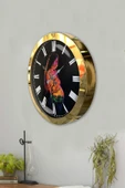 Platin Saat Hediyelik 36 Cm Gold Metal Doğallık Duvar Saati - 3