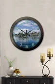 Platin Saat Hediyelik 36 Cm Siyah Metal Lefkoşa Duvar Saati - 2