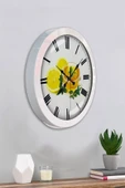 Platin Saat 36 Cm Beyaz Metal Limonlu Çay Duvar Saati - 4