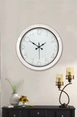 Platin Saat Hediyelik 36 Cm Beyaz Metal Modern Duvar Saati - 2