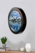 Platin Saat Hediyelik 36 Cm Siyah Metal Lefkoşa Duvar Saati - 3
