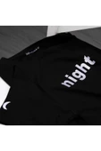 Siyah Night Nakışlı Kol Detaylı T-shirt - 1