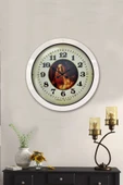 Platin Saat 36 Cm Beyaz Metal Tablo Kadın Duvar Saati - 2