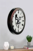 Platin Saat Hediyelik 36 Cm Siyah Metal Maske Duvar Saati - 4