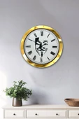Platin Saat Hediyelik 36 Cm Gold Metal Maske Duvar Saati - 2