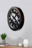 Platin Saat Hediyelik 36 Cm Siyah Metal Yüzük Duvar Saati - 3
