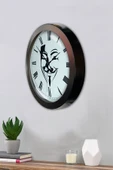 Platin Saat Hediyelik 36 Cm Siyah Metal Maske Duvar Saati - 3