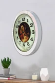 Platin Saat 36 Cm Beyaz Metal Tablo Kadın Duvar Saati - 3