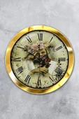 Platin Saat Hediyelik 36 Cm Gold Metal Romen Duvar Saati - 1
