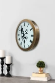 Platin Saat Hediyelik 36 Cm Eskitme Metal Maske Duvar Saati - 3