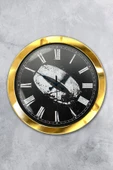 Platin Saat Hediyelik 36 Cm Gold Metal Yüzük Duvar Saati - 1