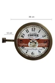 Platin Saat 36 Cm Eskitme Metal Espresso Istasyon Duvar Saati - 2